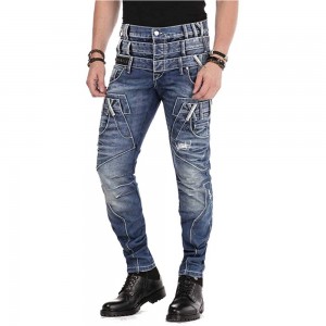 2021 Nuwe mans-jeans-lyfband met ontwerp-bule-denimbroeke hoë kwaliteit jeans mans