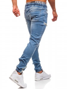 Seluar jeans lelaki biru muda reka bentuk personaliti langsing seluar jeans borong
