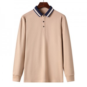 Autumn fashion business long-sleeved lapel polo shirt para sa mga lalaki