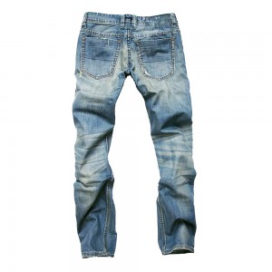 ໂຮງງານຂາຍໂດຍກົງ jeans ຜູ້ຊາຍ ripped ຕີນຂະຫນາດນ້ອຍ denim trousers slim ຜູ້ຊາຍ jeans ສີຟ້າ