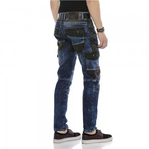 2021 m. vyriški džinsai, mėlyni ir juodi, su siūlais naujos džinsinės kelnės, aukštos kokybės mados ir dydžio kelnaitės džinsai