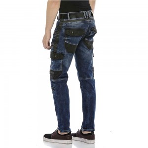 Ανδρικό τζιν 2021 με μπλε και μαύρο ραφές καινούργιο τζιν παντελόνι υψηλής ποιότητας μόδας plus Size Pant Jeans