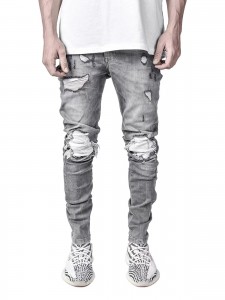 „Street trend personality“ vyriški džinsai mažomis pėdomis su audinio skylutėmis