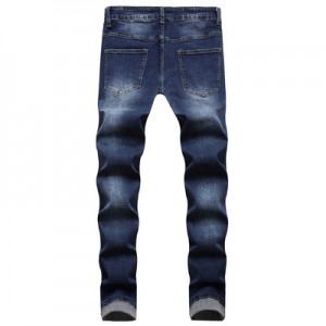 Rippade jeans för män mörkblå högkvalitativa grossistjeans