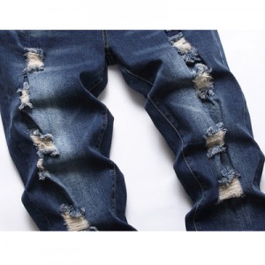 ג'ינס קרוע לגברים כחול כהה ג'ינס סיטונאי באיכות גבוהה