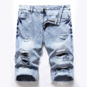 Shredded Mid Waist Non-Stretch Blue Frayed Teen Cotton Zip Open Jeans For Men
