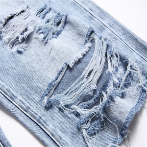 Jeans abiertos con cremallera de algodón deshilachado para adolescentes de cintura media triturados no elásticos para hombres