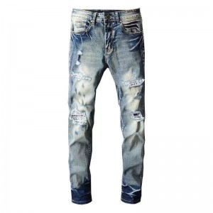 Novos pantalóns de primavera e outono para homes Pantalóns vaqueiros retro de home Pantalóns rectos de corte slim para homes