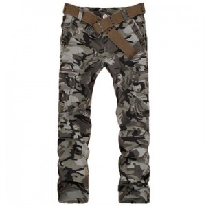 Casual fashion street men’s overalls camouflage color buckle men’s pants