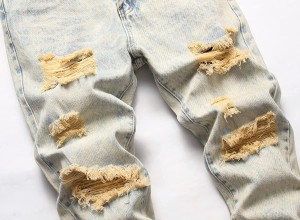 Casual Straight Leg Jeans varume Regular Fit Ripped Men's Distressed Hole Denim Pants Jeans