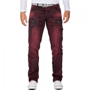 ανδρικό τζιν με χοντρές ραφές streetwear υψηλής ποιότητας μόδας κόκκινο τζιν μακρύ παντελόνι με εργαλεία τζιν ανδρικά