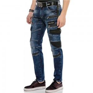 2021 メンズ ジーンズ青と黒のステッチ新しいデニム ズボン高品質ファッション プラス サイズ パンツ ジーンズ