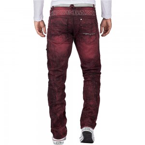 Calças jeans masculinas de costura grossa streetwear moda de alta qualidade jeans vermelho calças compridas ferramentas jeans homens