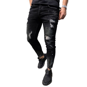 Tmavé Slim Ripped Hole Vysoce kvalitní džíny velkoobchodní džíny