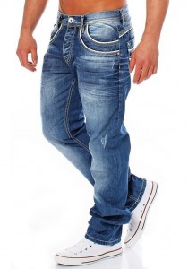Rippede nostalgiske jeans for menn, lyseblå, rette ben, slimknapper, europeiske og amerikanske jeans for menn
