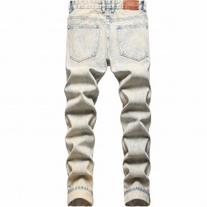 Günlük Düz Bacak Kot Erkekler Düzenli Fit Yırtık Erkek Sıkıntılı Delik Kot Pantolon Kot