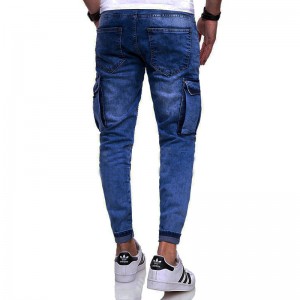 Ndị nwoke 2022 New European Size Men's Blue Pleated Ejiji Jeans