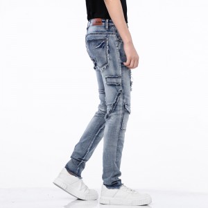 Comercio exterior Europa y América costura Slim pies estiramiento jeans pantalones de moda para hombres