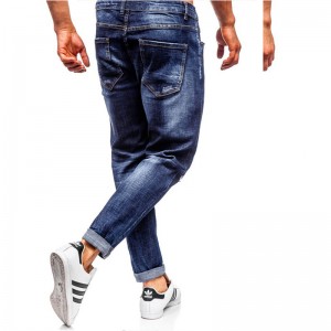 New Slim Fit Small Hole Tear Personality Men's Jeans Factory Wholesale Price