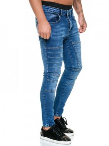 Mėlynos ir juodos spalvos pasirinktinai vyriškų siaurų džinsų gamyklinė kaina