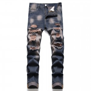Jeans Supplier Jeans Men’s Multicolor Trousers Distressed Straight Retro Ripped Slim Fit