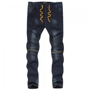 Jeans casual da uomo 2021 inverno nuovi pantaloni sottili con decorazione cerniera con piedi