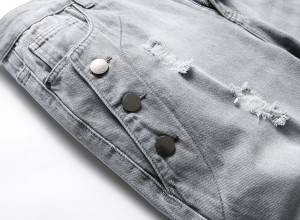 2022 jual panas anyar dagang asing tombol lempeng ripped jeans lalaki