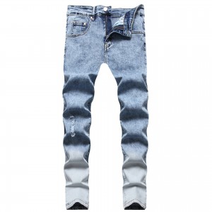 European at American hip-hop style stretch ripped slim-fit jeans men