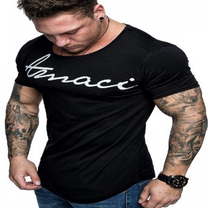 Обтягивающая мужская повседневная футболка с коротким рукавом мужская высокого качества