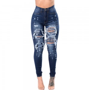 Ripped Ladies Jeans 2022 Nueva cintura alta delgada