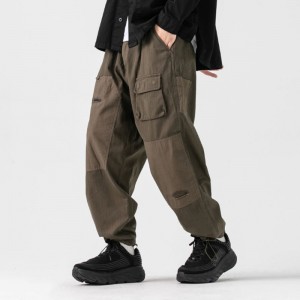 Модныя мужчынскія штаны-карго з прамых продажаў з фабрыкі, плеценыя свабодныя штаны-карго, паўсядзённыя мужчынскія штаны