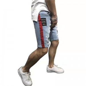 Kinijos gamykloje labai parduodamas hiphopo aukštos kokybės plonas siuvinėjimas suplėšyti vyriški trumpi džinsai, didmeninė prekyba pagal užsakymą