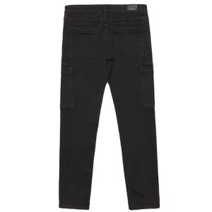 Fábrica de China, venta al por mayor, pantalones vaqueros cargo de hombre negros multibolsillos con recorte estereoscópico de moda de calle alta personalizados