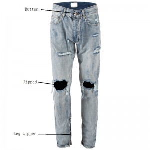 factory Outlets for European and American Original Tie-dye Rinse Water Hand Vintage Water Ripple Stretch Ripped Slim Jeans Man Hip Hop Breathable
