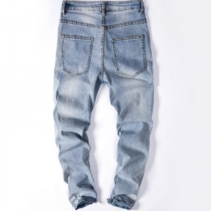 China Factory Custom osunwon Ripped Plus Iwon Jeans Awọn ọkunrin