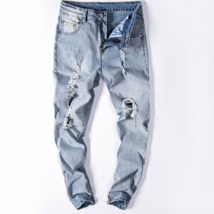 China-Fabrik-kundenspezifischer Großhandel zerrissene plus Größen-Jeans-Männer