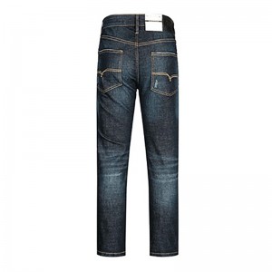 Enkla Basic Jeans Broderade bakfickor Scratch Technology Blå herrjeans