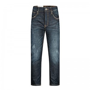 Simple Basic Jeans Embroidered Back Pockets Scratch Technology Blue Men's jeans