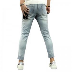 Pantallona xhinse modë me cilësi të lartë Xhinse për meshkuj me printime me vija të grisura