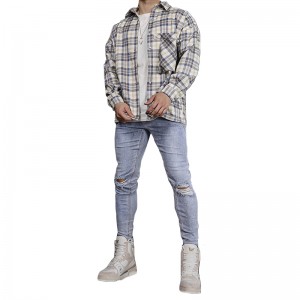 Quần jean nam màu xanh nhạt thời trang chất lượng cao Skinny Ripped