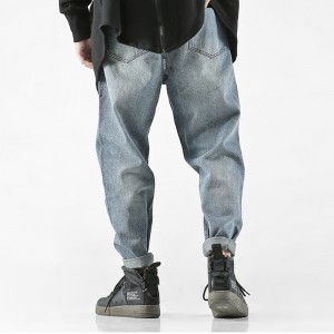 Héich Qualitéit Raw Denim Cotton Camouflage Patch Männer Jeans