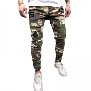 მაღალი ხარისხის პოპულარული Slim Camouflage Embroider მამაკაცის ჯინსი