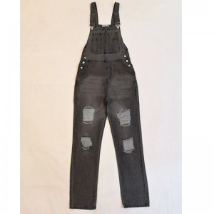 Denim overalls vasket Simple Plus Size Dame jeans seler