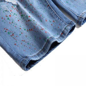 Moda Cina fabbrica customizata all'ingrosso fatta di alta qualità dipinti a manu graffiti strappati jeans shorts d'omi