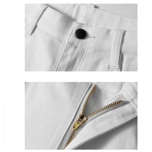 Tendenza moda cinque borse di jeans di base pantaloni a matita semplici jeans da uomo bianchi all'ingrosso personalizzati