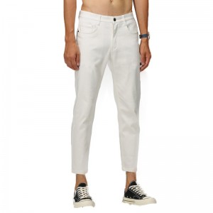 Tendência da moda cinco sacos de calças de lápis jeans básicos simples jeans masculinos brancos atacado personalizado