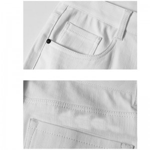 Tren mode lima tas celana jeans pensil dasar celana jeans pria putih sederhana grosir custom
