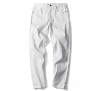 Moda trendi beş çanta temel kot kalem pantolon basit beyaz erkek kot pantolon toptan özel
