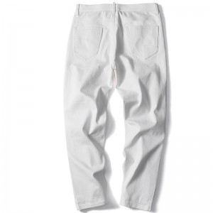 Tendencia de la moda cinco bolsas de jeans básicos pantalones lápiz jeans blancos simples para hombres al por mayor personalizados