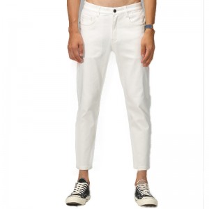 Τάση της μόδας πέντε τσάντες βασικά τζιν παντελόνια μολύβι απλό λευκό ανδρικό τζιν χονδρικής παραγγελίας